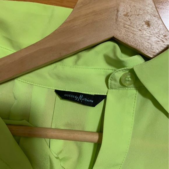 Neon Green Sheer Blouse - Picture 3 of 4